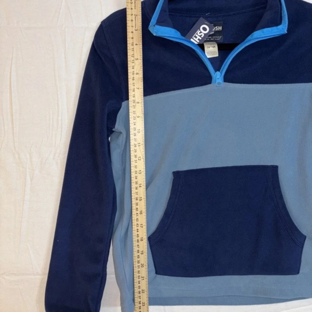 OshKosh Boys Blue‎ Colorblock Fleece Quarter Zip Pullover Sweater Size 14 NWT